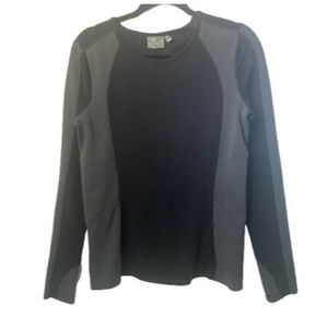 Athleta Long Sleeve Fitted Compression Top Pullover Zip Pocket Striped Sz Medium